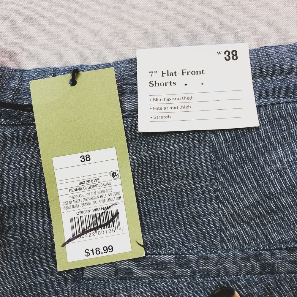 Blue Chambray Linden Flat Front Slim Chino Short - Picture 6 of 8